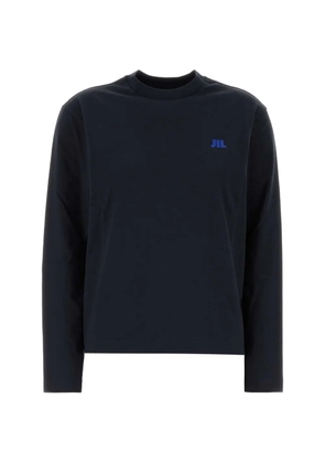 Jil Sander logo-embroidered long-sleeve T-shirt - Blue