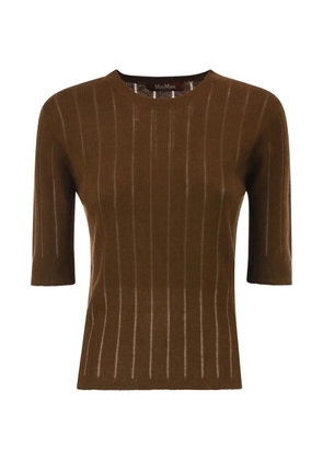 Max Mara ribbed-knit silk-blend top - Brown