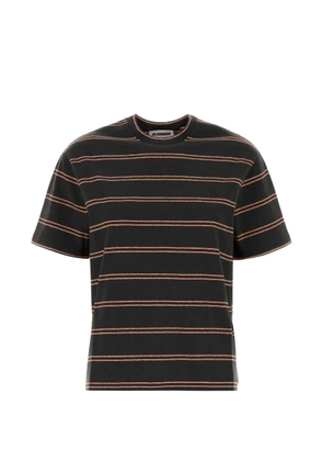 Jil Sander striped embroidered T-shirt - Grey