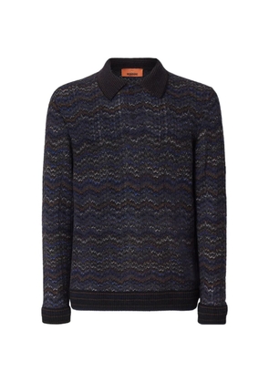 Missoni long-sleeve cashmere and viscose polo shirt - Blue