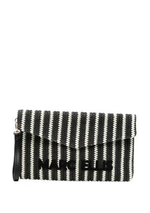Marc Ellis striped logo-patch clutch bag - Black