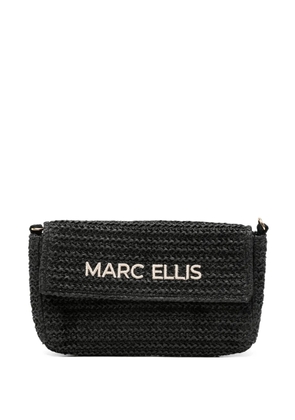 Marc Ellis logo-embroidered woven cross body bag - Black