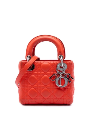 Christian Dior Pre-Owned 2013 Mini Lambskin Cannage Lady Dior satchel - Orange
