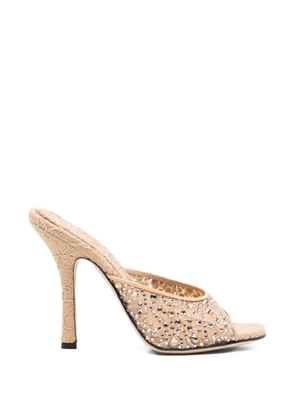 Ermanno Scervino crystal-embellished lace sandals - Neutrals