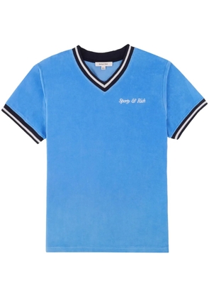 Sporty & Rich logo-embroidered V-neck T-shirt - Blue