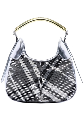 Burberry Pre-Owned 2000-2017 Metallic Patent and Beat Check Nylon Brooklyn hobo bag - Grey