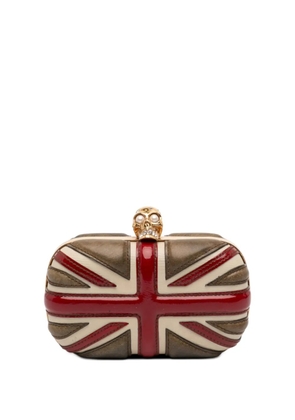 Alexander McQueen Pre-Owned 2010-2026 Calfskin and Patent Britannia Skull Box clutch bag - Brown