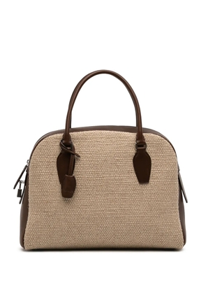 The Row Pre-Owned 2010-2026 Leather Trimmed Canvas India 12 handbag - Neutrals