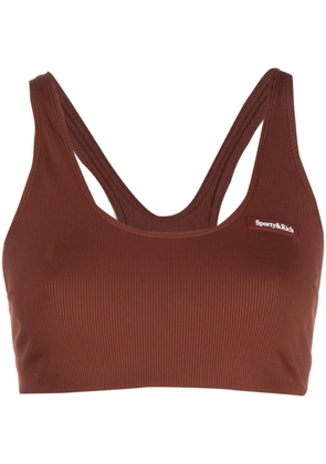 Sporty & Rich logo-print sports bra - Brown
