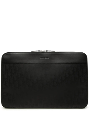 Christian Dior Pre-Owned 2015 Oblique Coated Canvas Homme Zip Laptop Sleeve business bag - Black