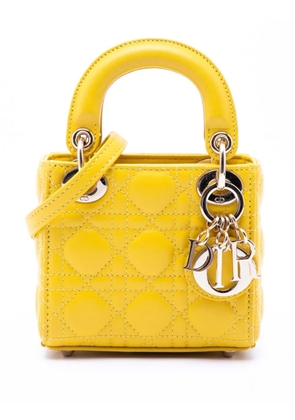 Christian Dior Pre-Owned 2021 Micro Lambskin Cannage Lady Dior satchel - Yellow