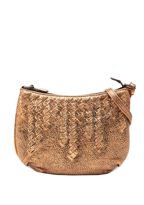 Bottega Veneta Pre-Owned 2008 Intrecciato Trimmed Metallic Leather crossbody bag - Gold
