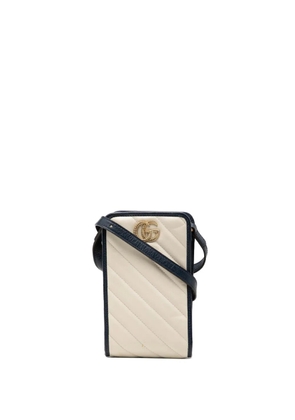 Gucci Pre-Owned 2016-2026 GG Marmont Matelasse Diagonal Calfskin Torchon Phone Holder crossbody bag - White