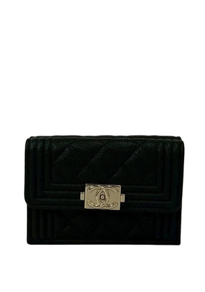 CHANEL Pre-Owned 2020 Quilted Caviar Boy Trifold Wallet small wallets - Black