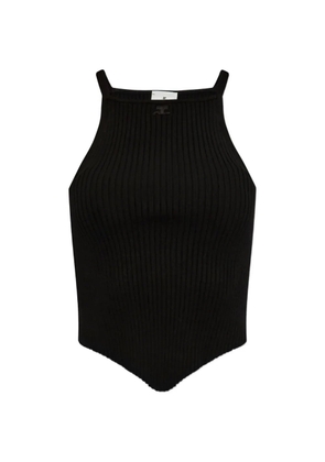 Courrèges ribbed-knit logo-patch tank top - Black