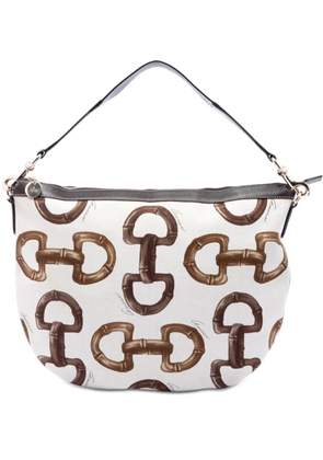Gucci Pre-Owned 2000-2015 Printed Canvas Horsebit hobo bag - White