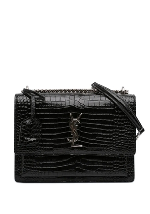 Saint Laurent Pre-Owned 2019 Medium Croc Embossed Leather Monogram Sunset crossbody bag - Black