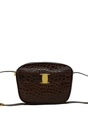 Ferragamo Pre-Owned 2010-2026 Croc Embossed Leather Vara crossbody bag - Brown