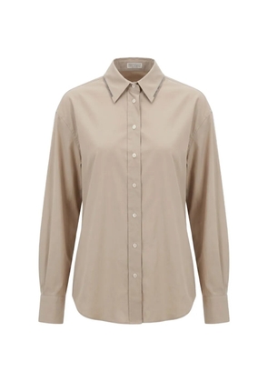 Brunello Cucinelli Monili-trim long-sleeve shirt - Neutrals