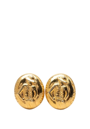 CHANEL Pre-Owned 1970-1980 Gold Plated Mademoiselle Oval Clip On Earrings costume earrings