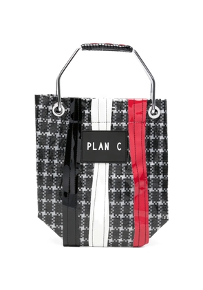 Plan C check-print metal-handle tote bag - Black