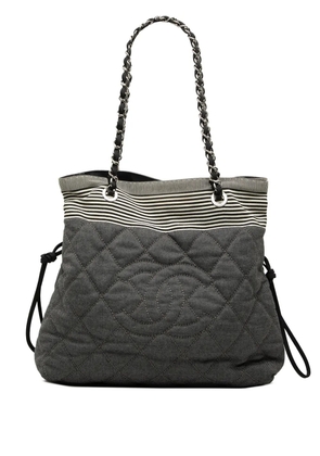 CHANEL Pre-Owned 2009-2010 CC Quilted Denim Bonbon tote bag - Grey