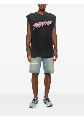 Purple Brand graphic-print distressed T-shirt - Grey