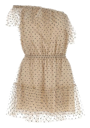 Gucci polka-dot one-shoulder minidress - Neutrals