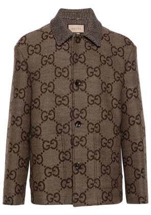 Gucci Maxi GG-jacquard wool jacket - Brown