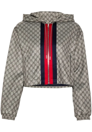 Gucci GG-logo zip-up cropped jacket - Brown