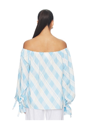 Sleeper Cha-cha Lounge Blouse in Baby Blue. Size XS/S. Also in M/L.