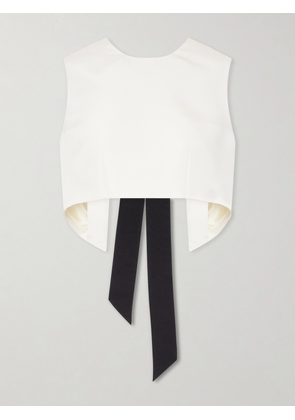 Lanvin - Bow-detailed Cropped Silk-cady Top - Neutrals - FR 34,FR 36,FR 38,FR 40,FR 42