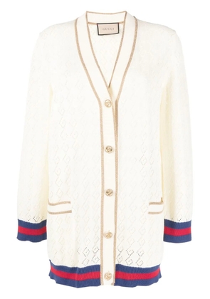 Gucci G-monogram pointelle cotton cardigan - White