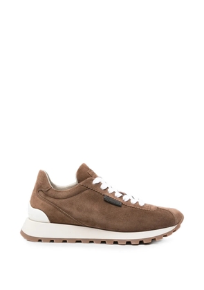 Brunello Cucinelli Monili-embellished suede sneakers - Brown