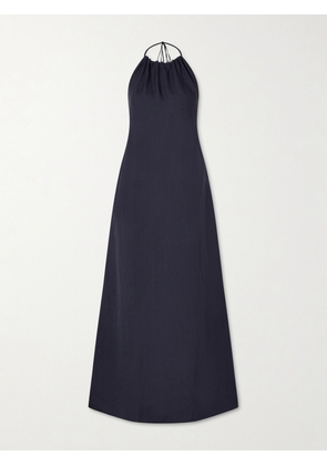 Nili Lotan - Lelia Open-back Linen-voile Halterneck Maxi Dress - Blue - xx small,x small,small,medium,large,x large