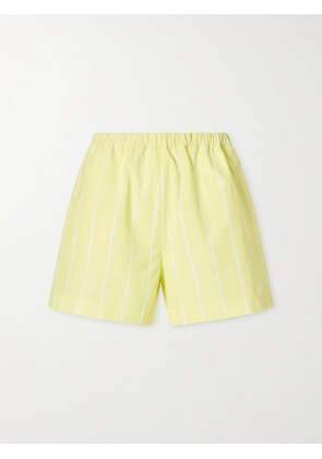 Lido - Striped Cotton-poplin Shorts - Yellow - x small,small,medium,large,x large