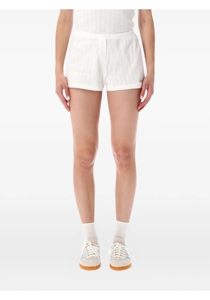 Sporty & Rich pointelle-knit logo-patch shorts - White