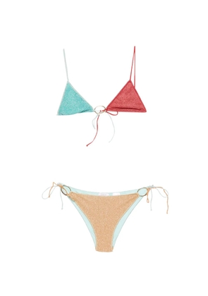 Oséree glitter-effect ring-detail bikini - Blue