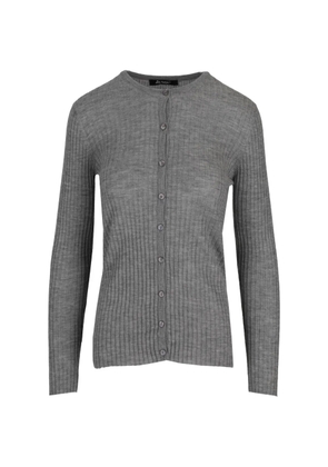 La-Rose ribbed-knit round-neck cardigan - Grey