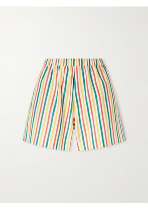Lido - Striped Cotton-poplin Shorts - Yellow - x small,small,medium,large