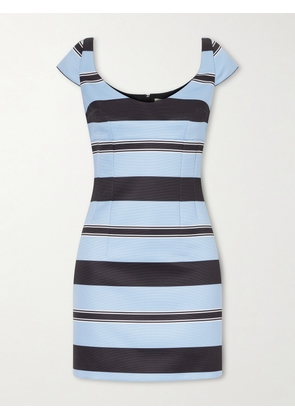 Emilia Wickstead - + Manolo Blahnik Eloise Striped Taffeta-faille Mini Dress - Blue - UK 4,UK 6,UK 8,UK 10,UK 12,UK 14,UK 16