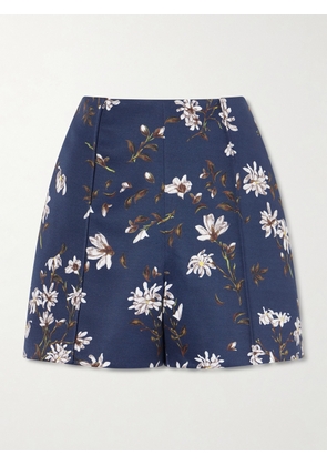 Emilia Wickstead - + Manolo Blahnik Floral-print Drill Shorts - Blue - UK 4,UK 6,UK 8,UK 10,UK 12,UK 14