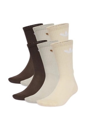 adidas Trefoil-logo ribbed socks (set of six) - Neutrals