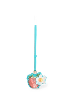 GANNI strawberry-motif flower-detail keyring - Blue