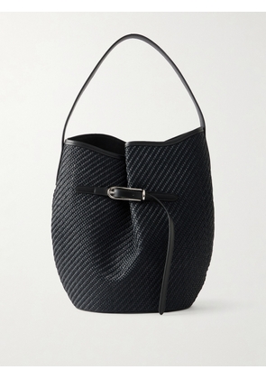 Liffner - Belted Bucket Leather-trimmed Raffia Bucket Bag - Black - One size