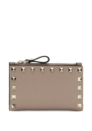 Valentino Garavani Rockstud leather card holder - Neutrals