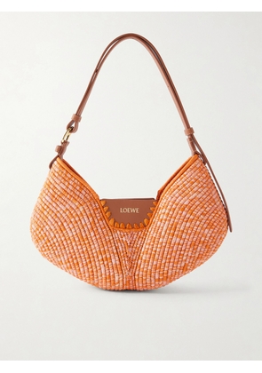 LOEWE - + Paula's Ibiza Swing Medium Leather-trimmed Raffia Shoulder Bag - Orange - One size