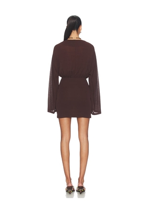 SNDYS x REVOLVE Yolonda Long Sleeve Mini Dress in Chocolate. Size XXS. Also in L, M, S, XS.