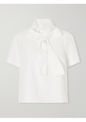 SHUSHU/TONG - Bow-detailed Linen Blouse - White - UK 4,UK 6,UK 8,UK 10,UK 12,UK 14