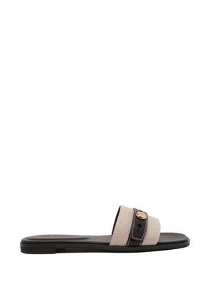 Tory Burch logo-button leather-trim sandals - Neutrals